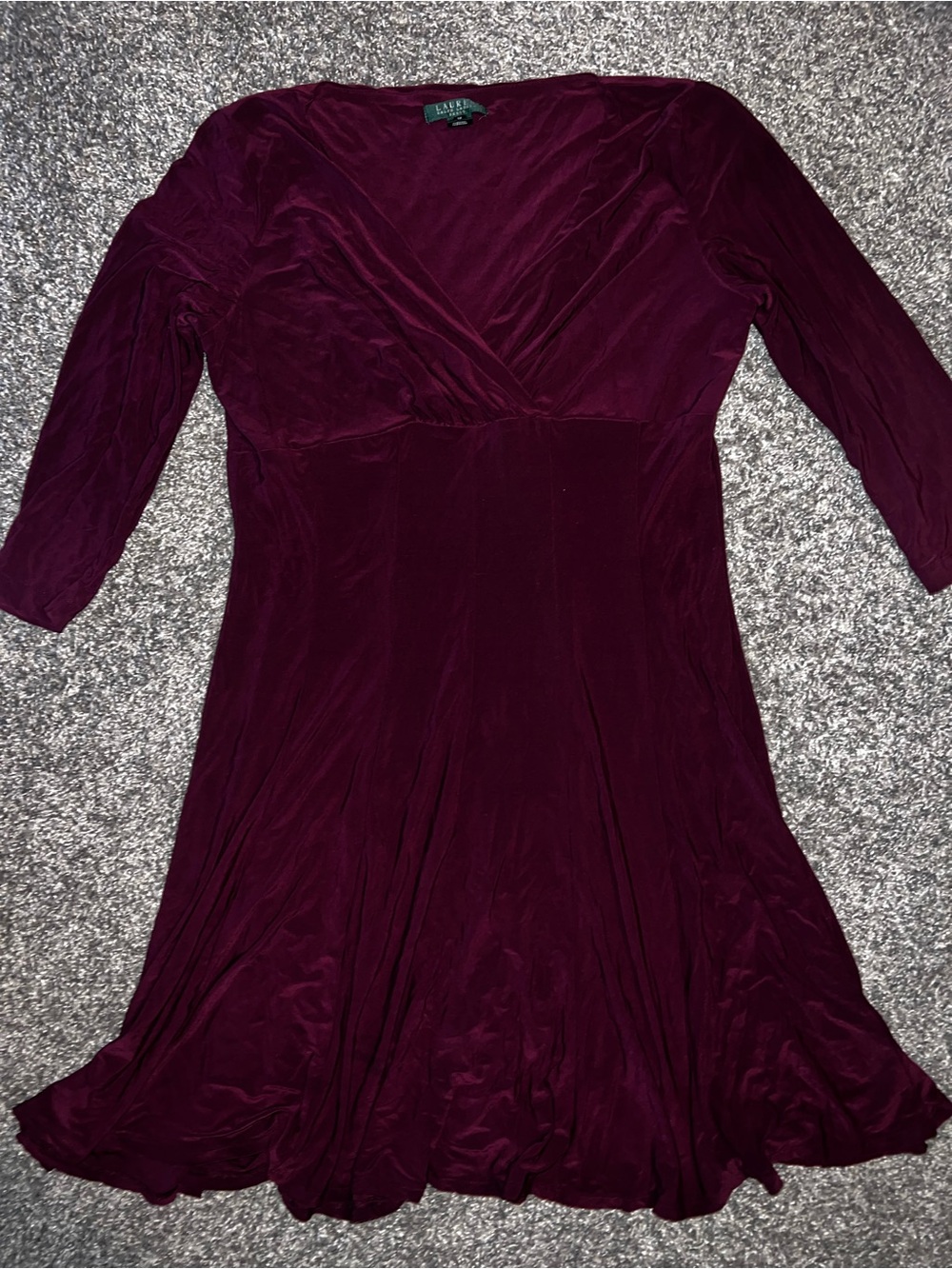 Lauren Ralph Lauren Long Sleeve V-Neck Dress - Berry